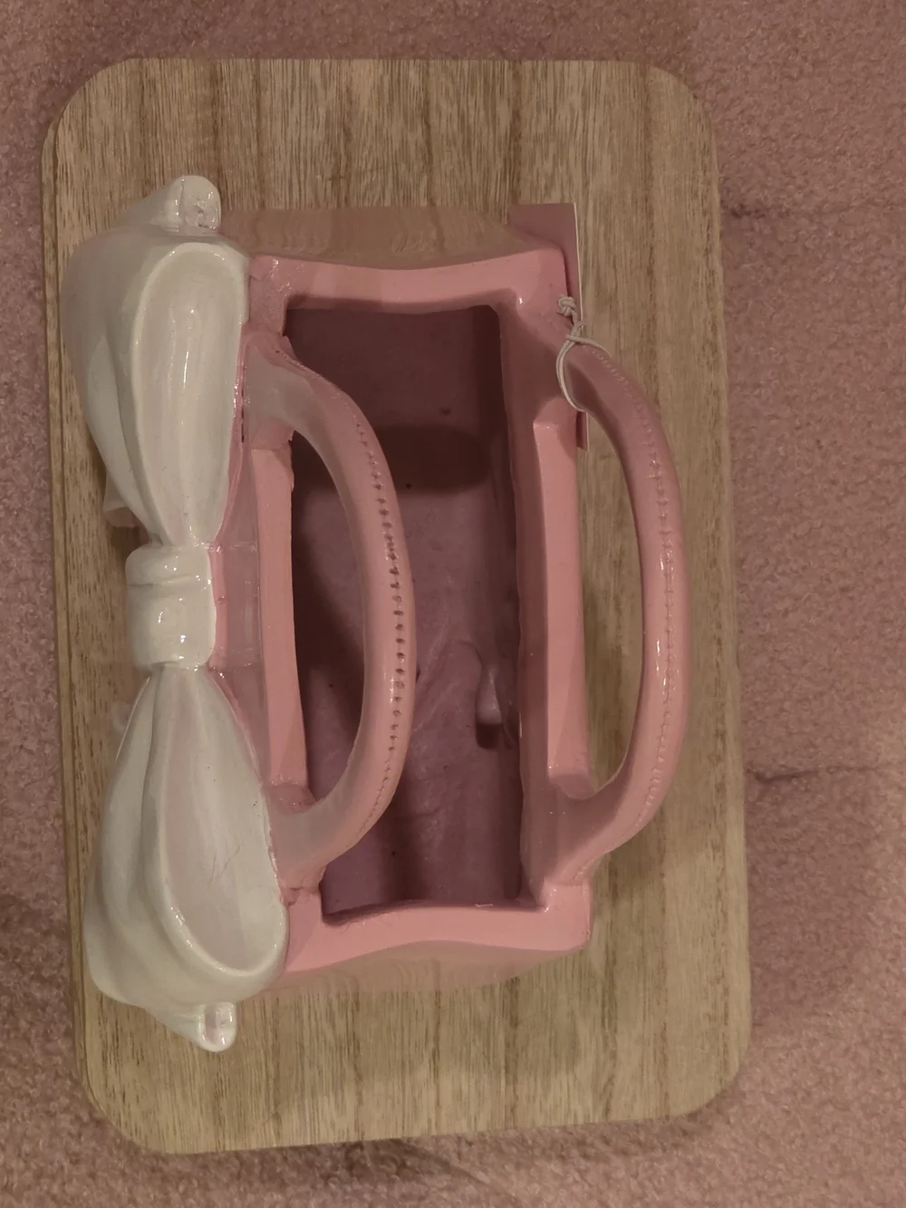 Pink Handbag with White Bow Accent